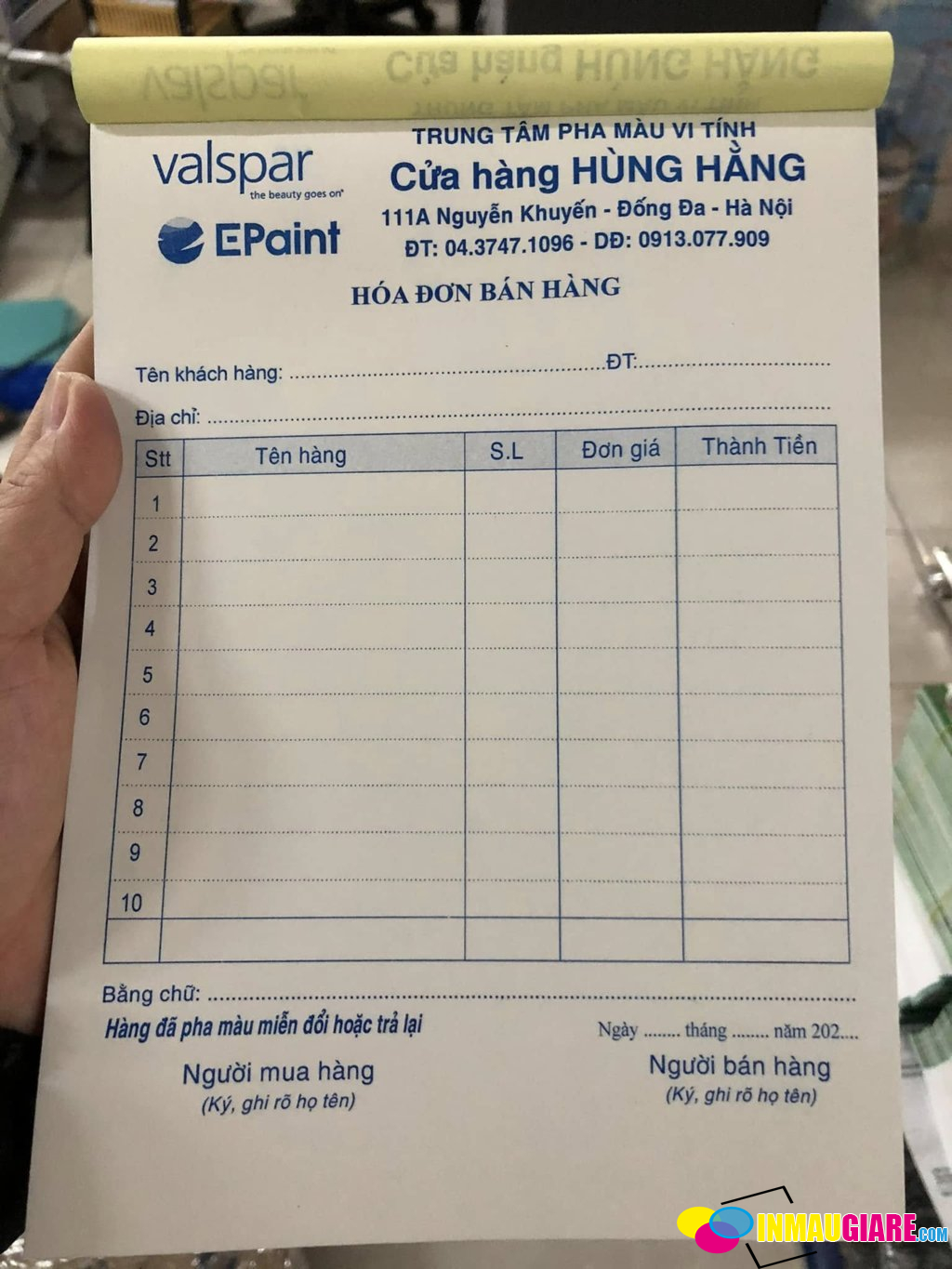 Bảng Báo Giá iN Hóa Đơn 2 Liên Carbonless Cập Nhật 2026