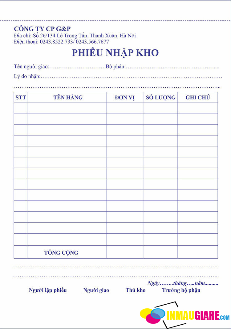 Công Nghệ iN Phiêu Xuất Kho 3 Liên Tại Xưởng iN Màu Giá Rẻ