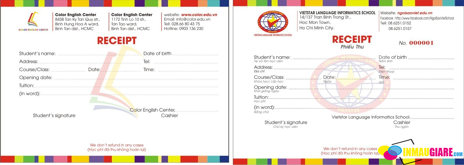 Bảng Giá iN Phiếu Thu Phiếu Chi Khổ A5, A6 Cập Nhật 2026